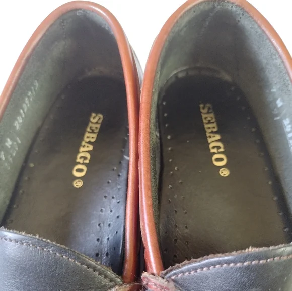 COPY - Sebago Leather Loafers, hand stiched, blk/D Brown, L/7W - Picture 7 of 10